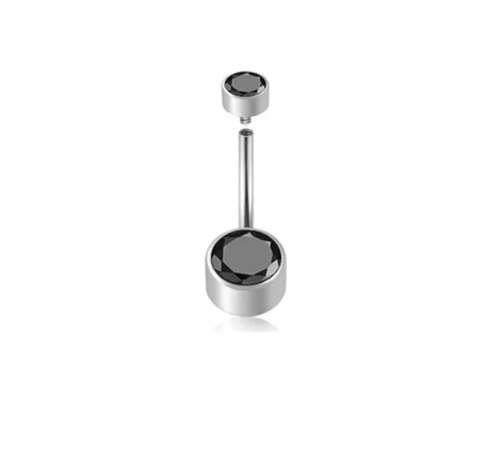 Titanium alloy double-headed zircon navel stud with internal thread in multiple colour options