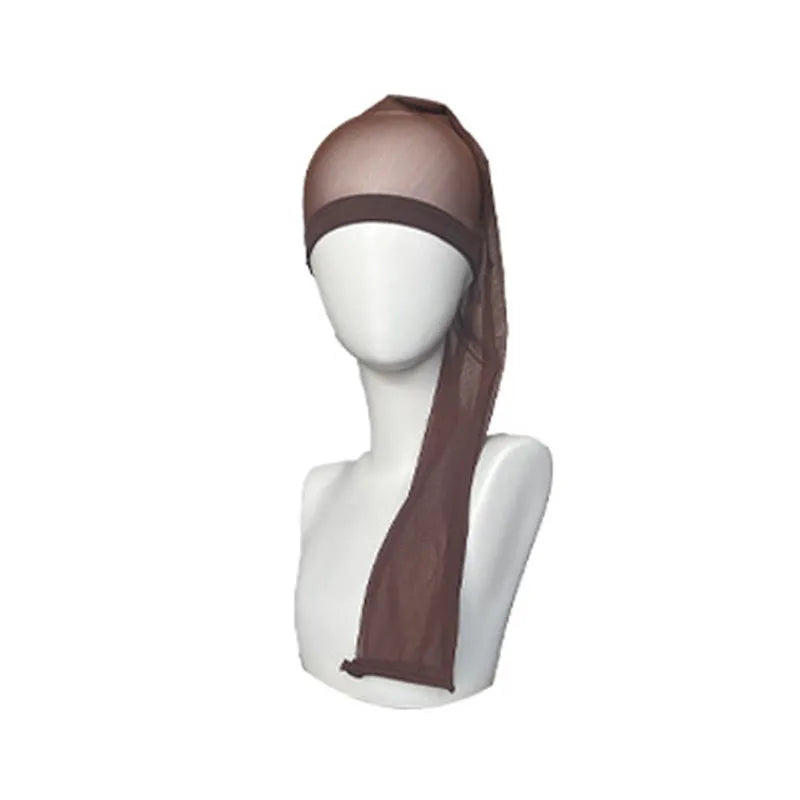 High elasticity spandex mesh wig cap in oversleeve style, shown in multiple colour options.