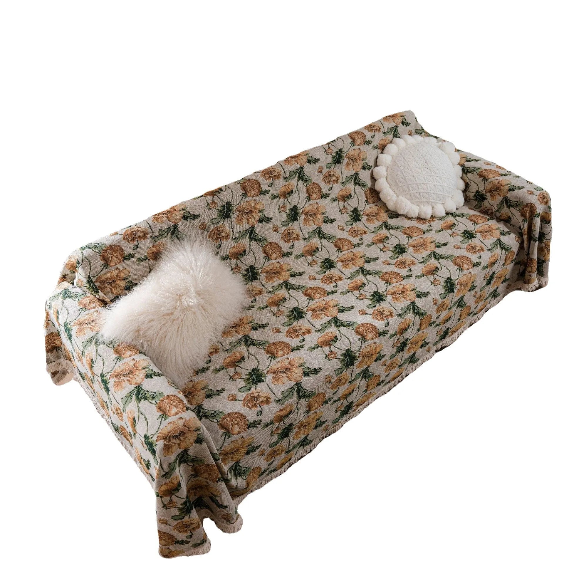 American country retro jacquard sofa cover with floral pattern on furniture