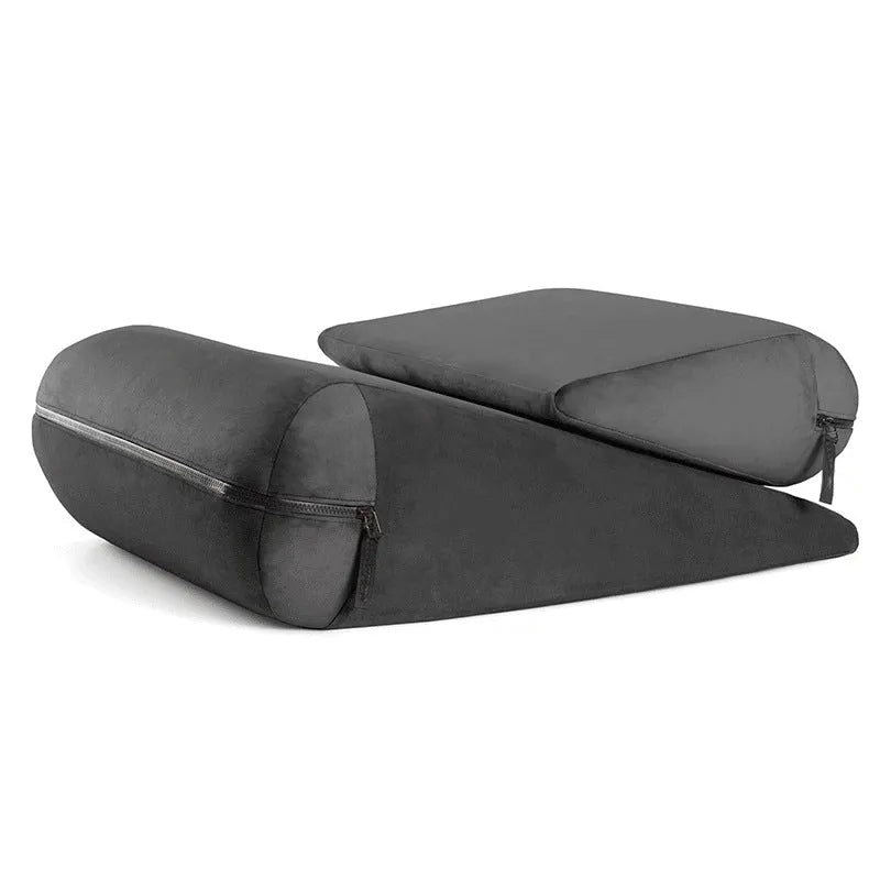 Triangle-shaped decorative pillow with embroidery, in red, grey, black, lake blue, or peach.