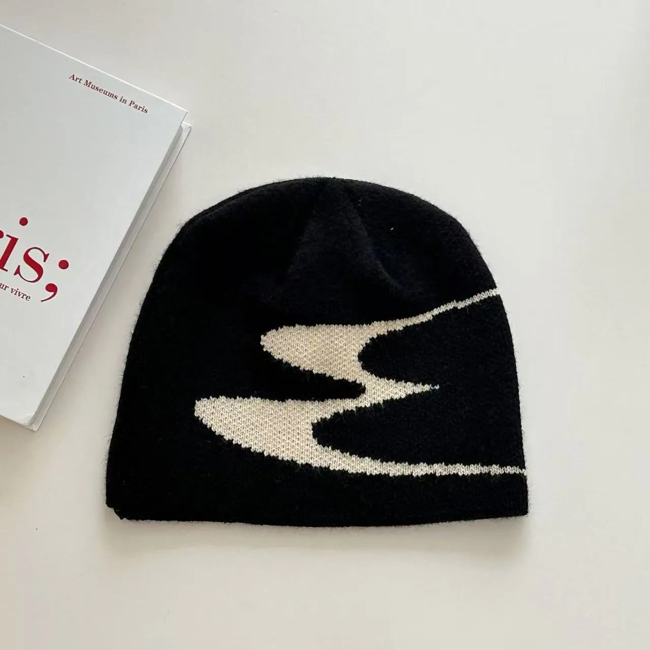Acrylic knitted beanie hat in black, grey or white colours for men and women