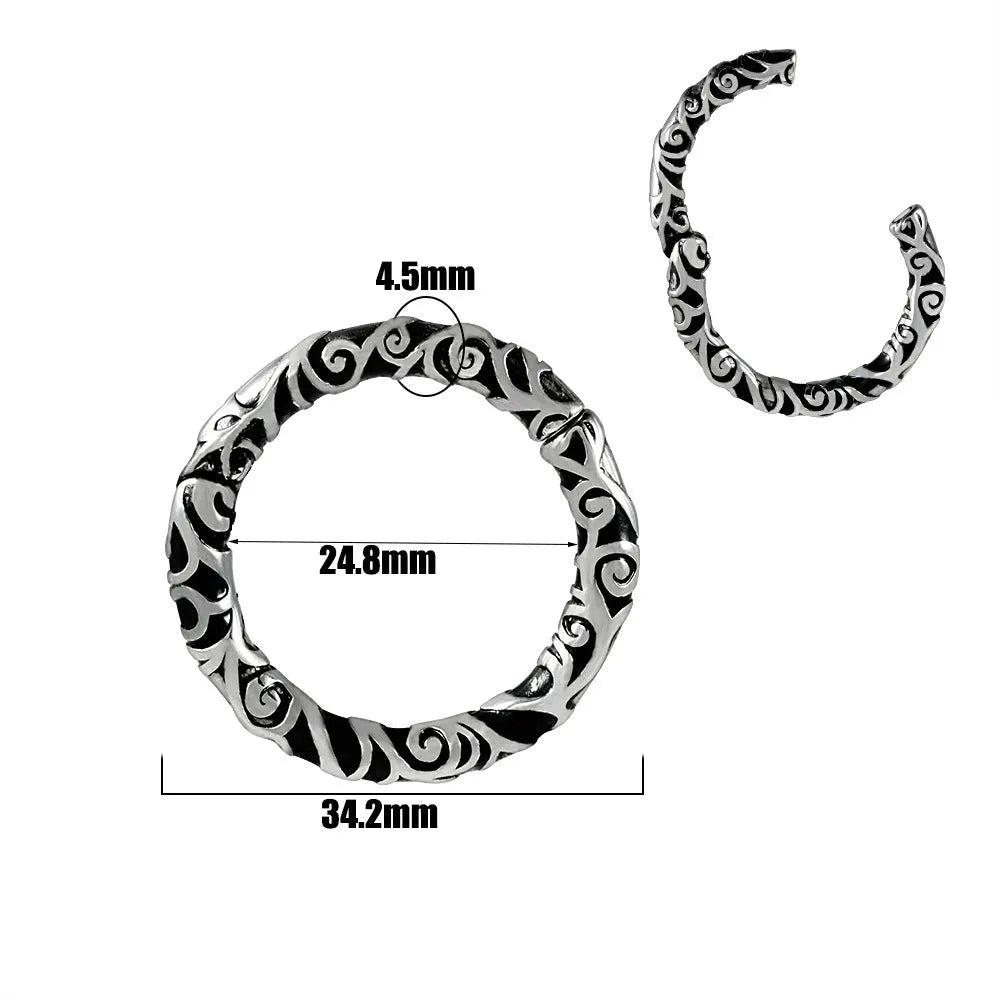 Stainless steel fashion earrings with shaped totem pattern in electroplated finish