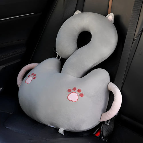Cartoon cushion pillow with cute animal and question mark hug car design in a choice of six colours.