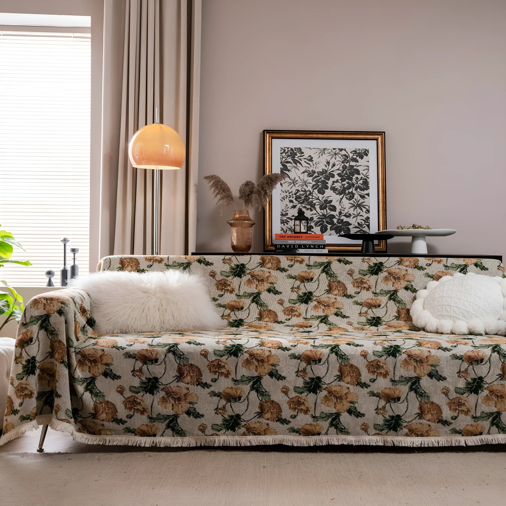 American country retro jacquard sofa cover with floral pattern on furniture