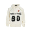Women's American retro style hooded jacket with letter embroidery in cotton blend fabric