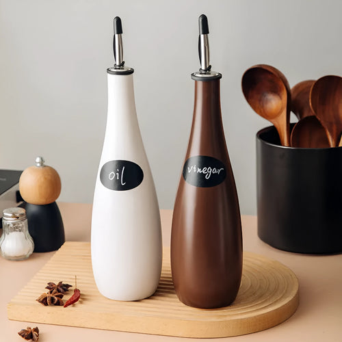 Ceramic oil pot with 650ml funnel in black, coffee, or white colour options