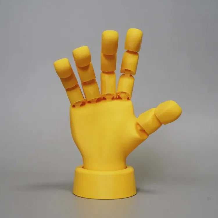 Yellow movable joint hand props with articulated fingers in American style decorative design