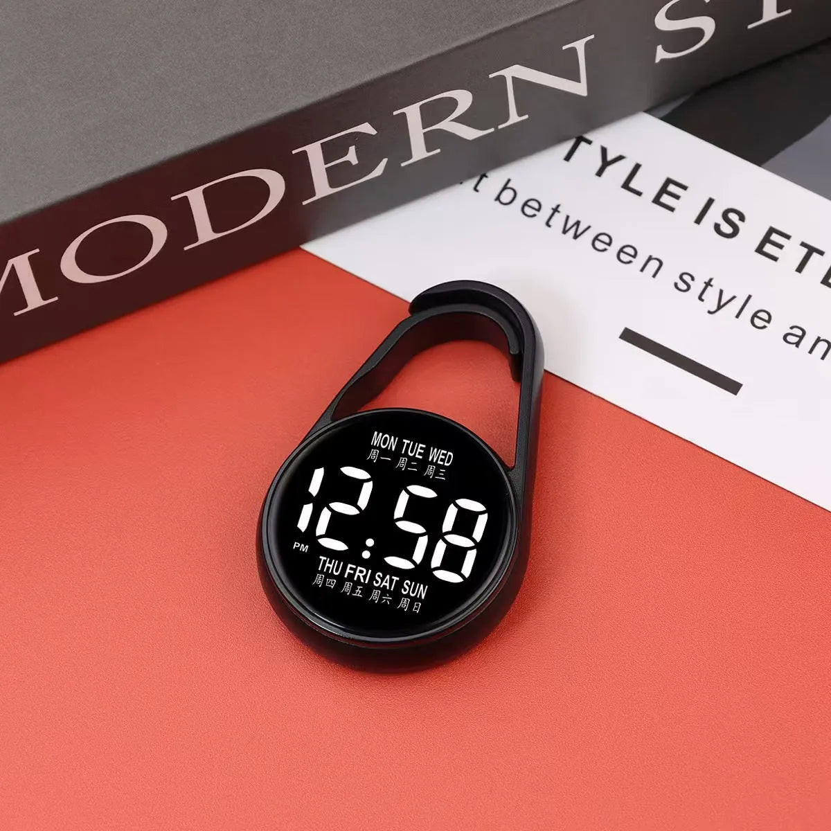 Week Mini Electronic Watch with LED digital display on plastic strap