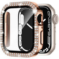 Apple Watch protective case with Double Diamond Glass peep-proof screen in rose gold colour.
