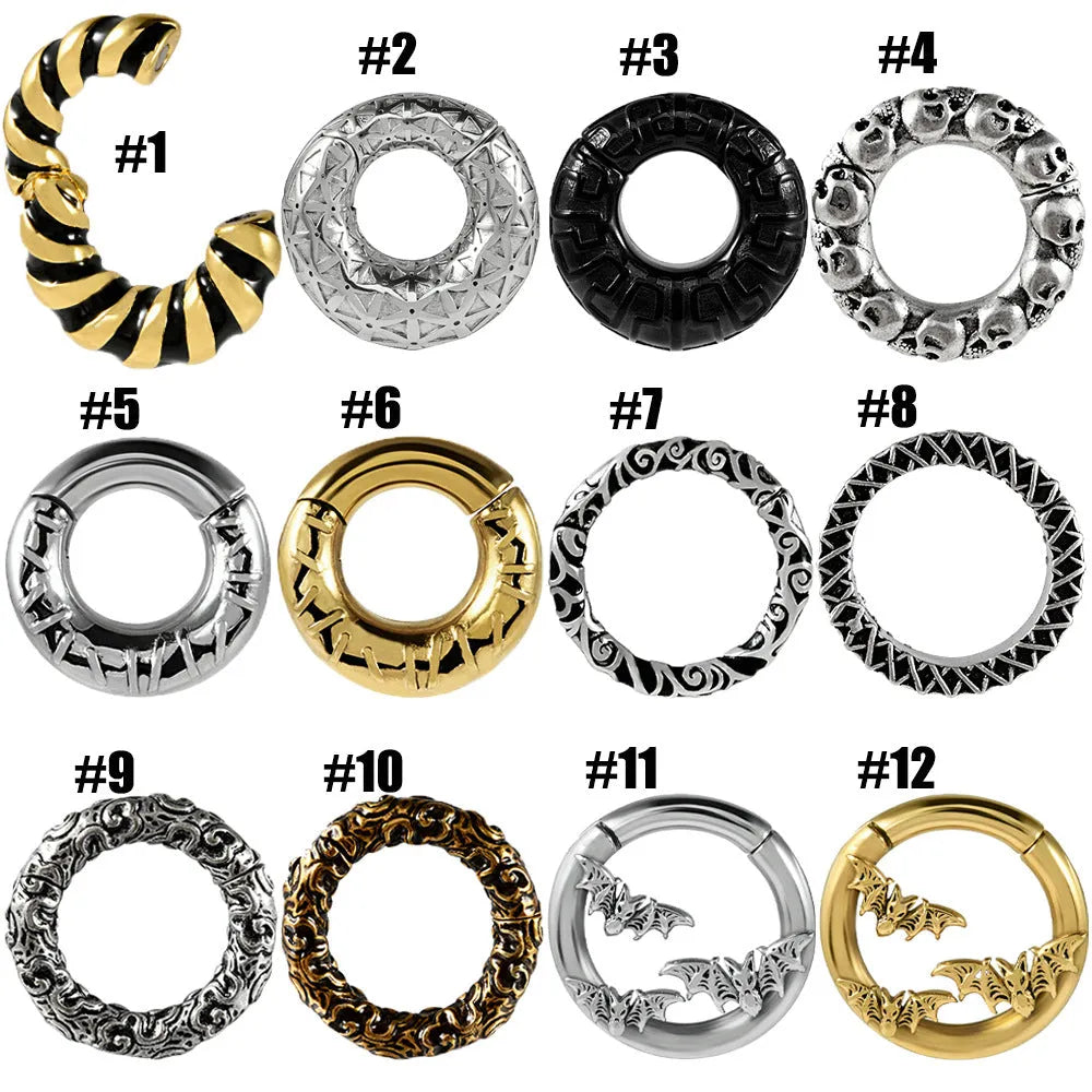 Stainless steel fashion earrings with shaped totem pattern in electroplated finish