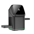 Black mobile phone magnetic wireless charging stand showing 180-degree rotation mechanism