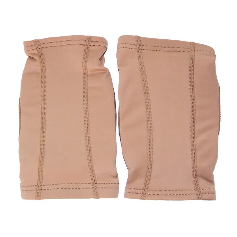 Ballet dance knee pads in skin colour and black with five size options from XS to XL