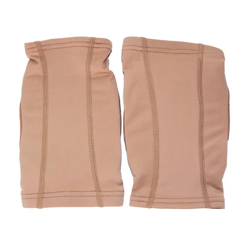 Ballet dance knee pads in skin colour and black with five size options from XS to XL