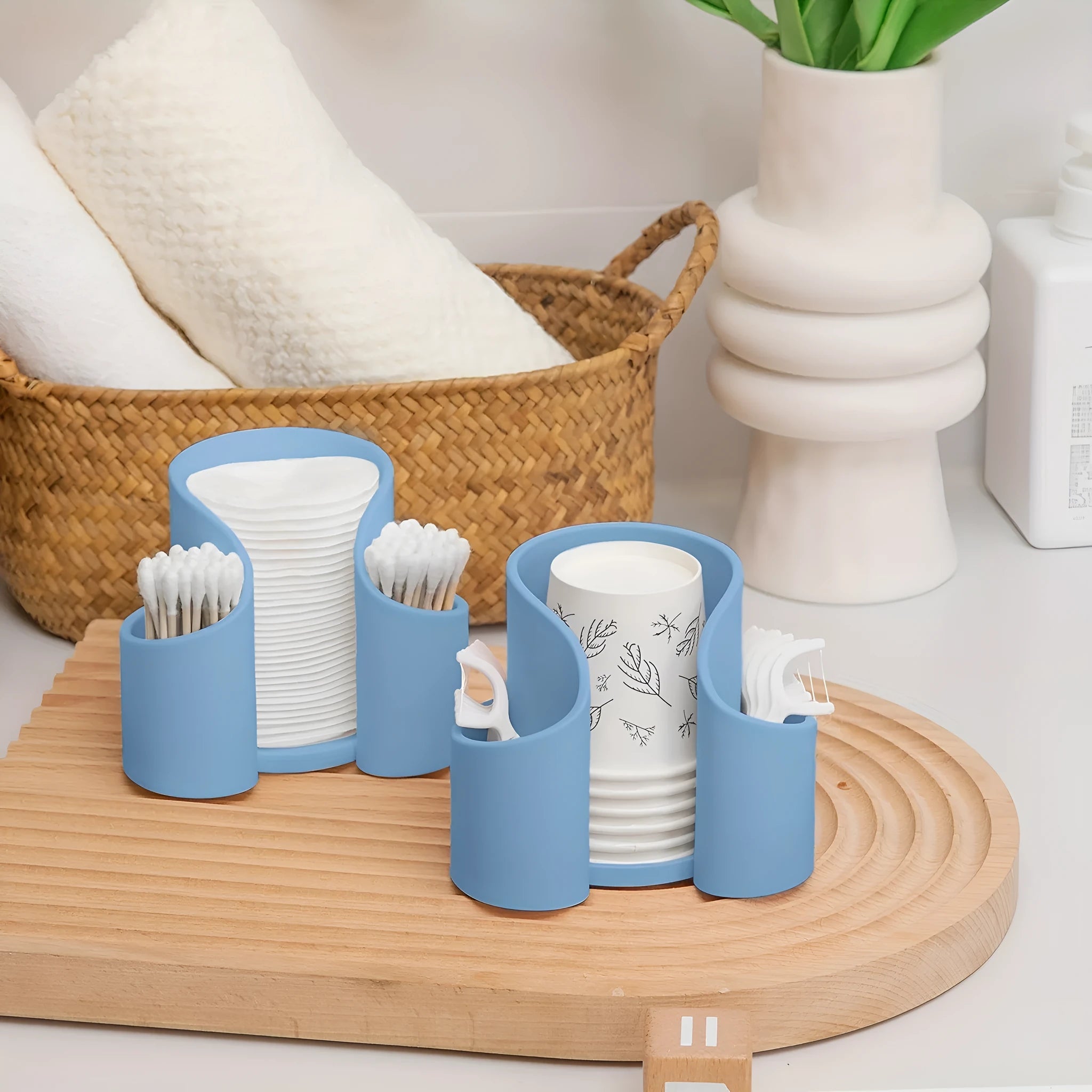 Plastic dental floss storage cotton box in solid colour design