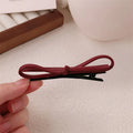 Wine red leather bow hair barrettes for women's hair styling accessories