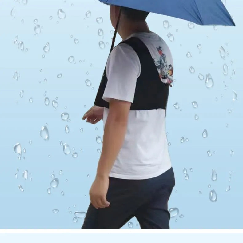Black portable umbrella holder with a shoulder strap designed for manual 10-bone umbrellas.