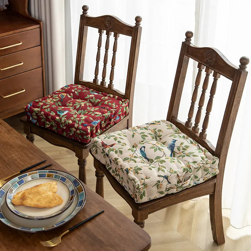 American dining chair cushion with floral pattern measuring 40x40x8cm in apricot colour