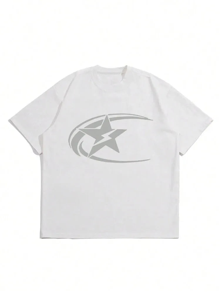 Men's black pure cotton short sleeve T-shirt with Japanese retro style on a hanger