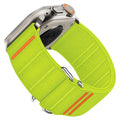 Elastic nylon Apple Watch band with stainless steel buckle in Army Green colour