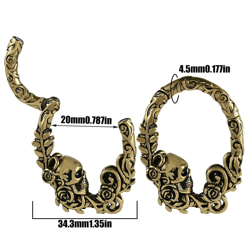 Stainless steel fashion earrings with shaped totem pattern in electroplated finish