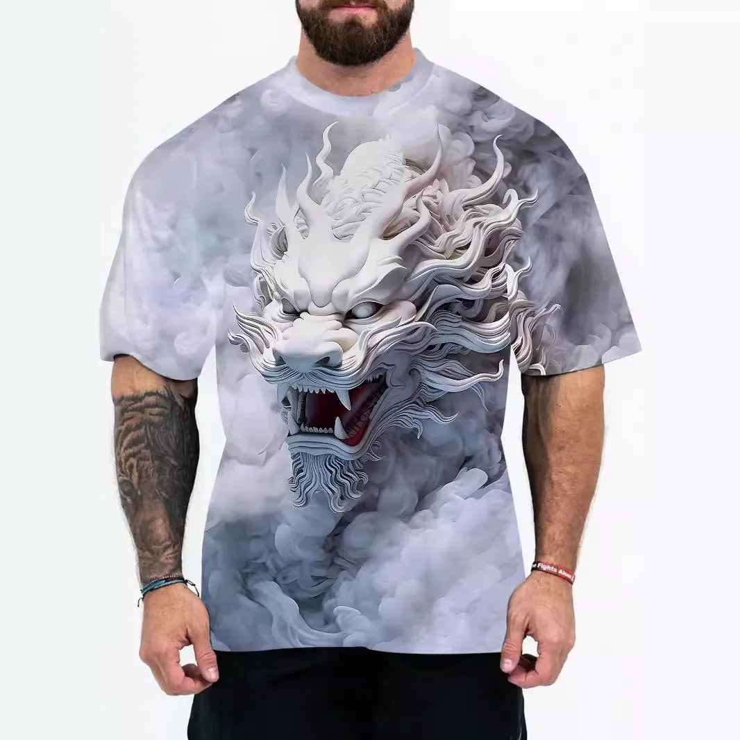 Men's loose-fit t-shirt with coloured letters design in regular short sleeves