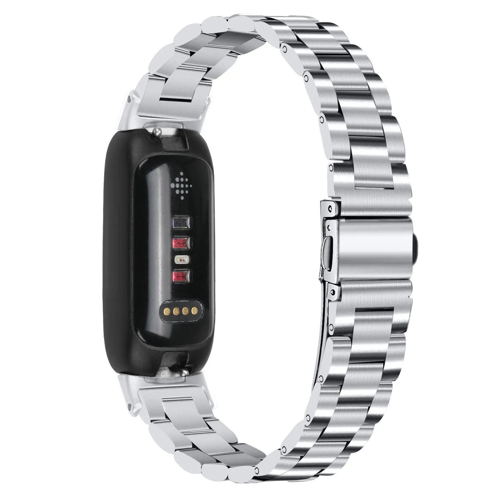 Stainless steel watch strap with three-beads design for Fitbit Inspire3 in multiple colours.