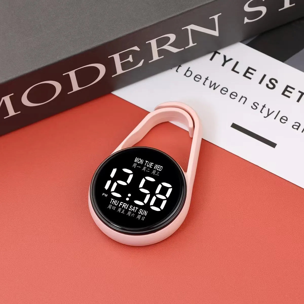 Week Mini Electronic Watch with LED digital display on plastic strap
