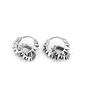 Stainless steel round ring earrings with polished steel finish and retro design influences