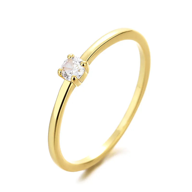 Copper geometric ring with single diamond available in white red green blue sizes 6-9