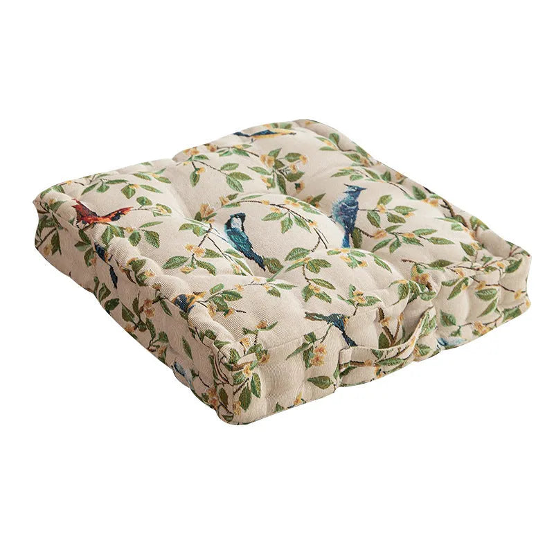 American dining chair cushion with floral pattern measuring 40x40x8cm in apricot colour