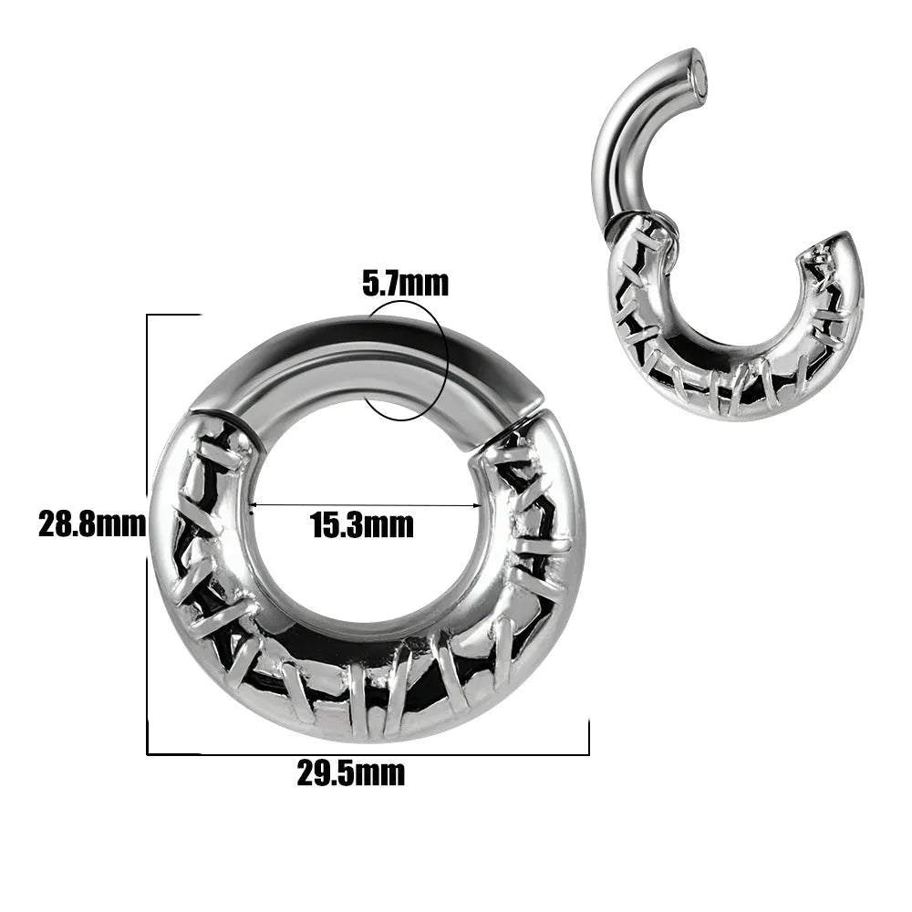 Stainless steel fashion earrings with shaped totem pattern in electroplated finish