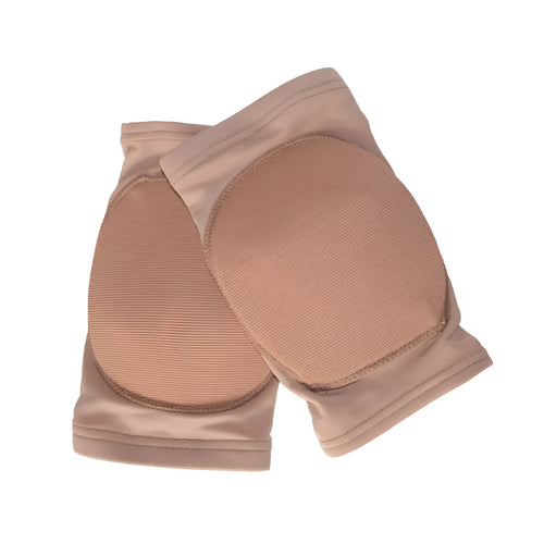 Ballet dance knee pads in skin colour and black with five size options from XS to XL
