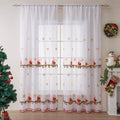 American Christmas curtain with white snowflake embroidery on red polyester fabric