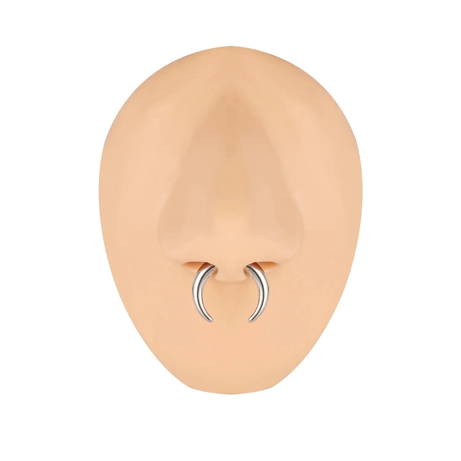316 stainless steel nose ring with C-shaped buffalo horn design in steel colour and black options
