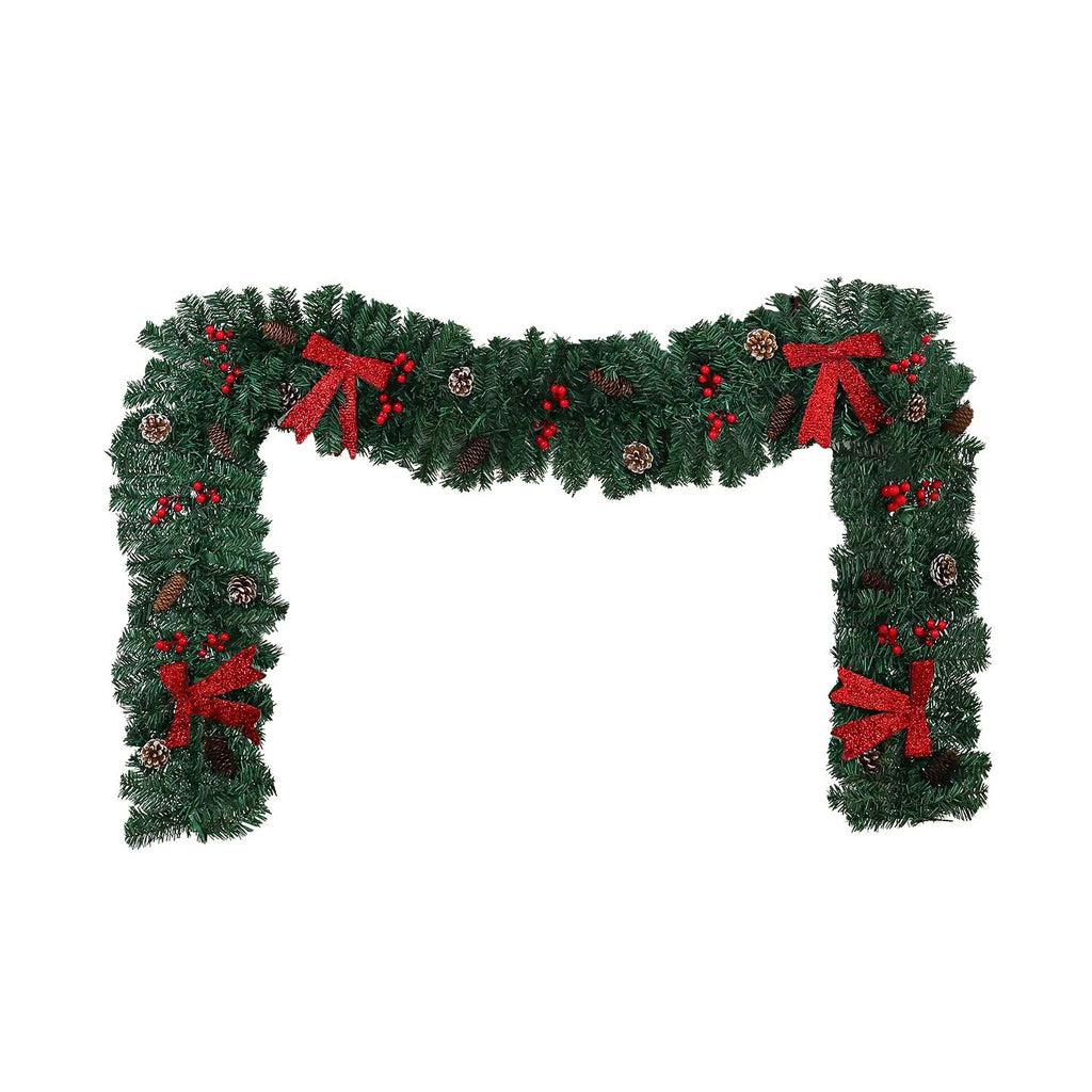 Christmas rattan decorative showcase with pine cone bow and European modern art design