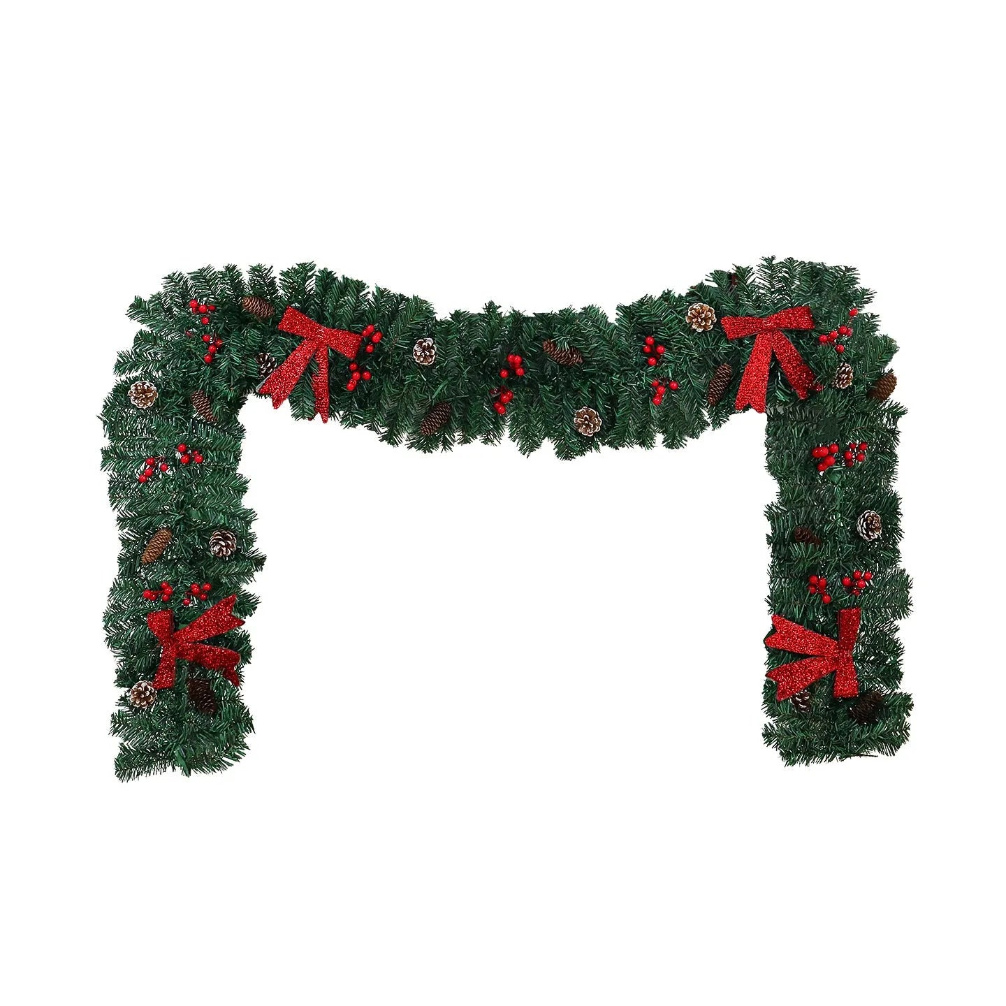 Christmas rattan decorative showcase with pine cone bow and European modern art design