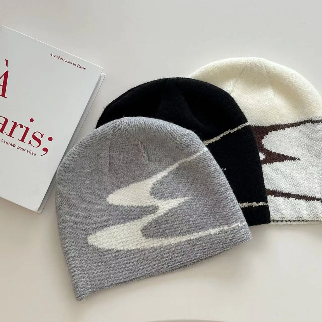 Acrylic knitted beanie hat in black, grey or white colours for men and women