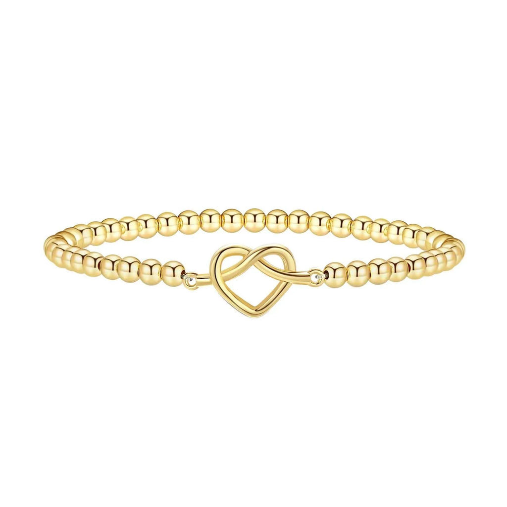 Adjustable stainless steel beaded bracelet in a geometric design with round beads