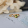 Copper geometric quadrilateral ring with imitation peridot stone in Japanese retro style