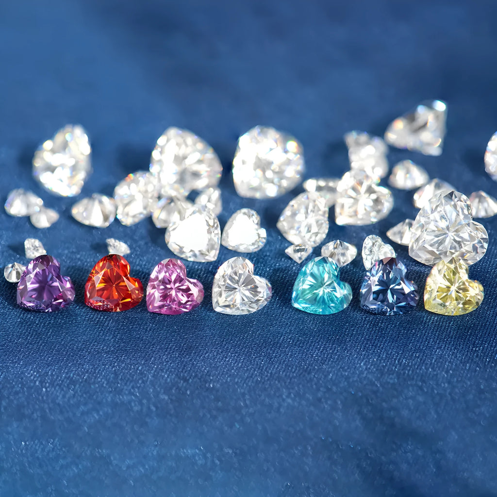 Heart-shaped lemon cut moissanite stone in six colours for jewellery making