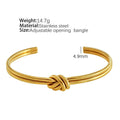 Women's adjustable knotted C-shaped open double-layer bracelet in gold or silver plated stainless steel.