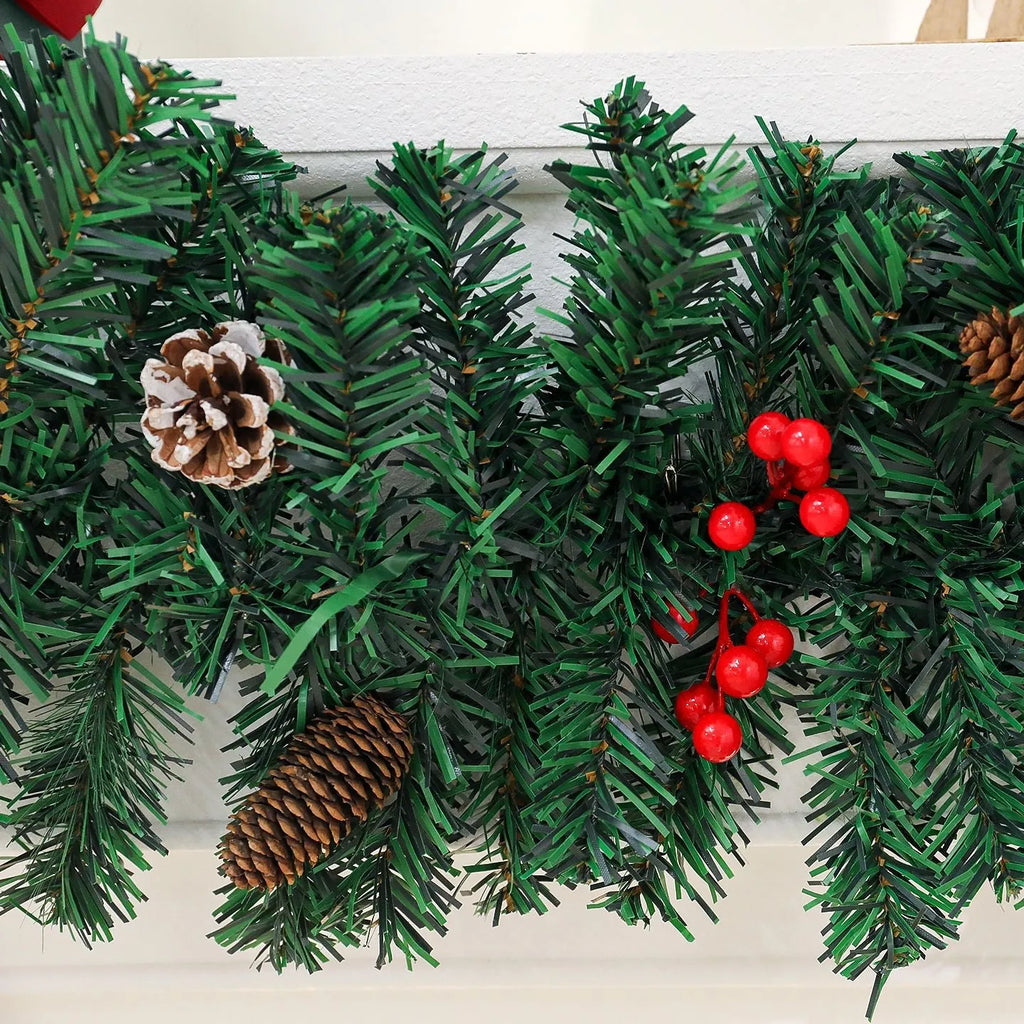 Christmas rattan decorative showcase with pine cone bow and European modern art design