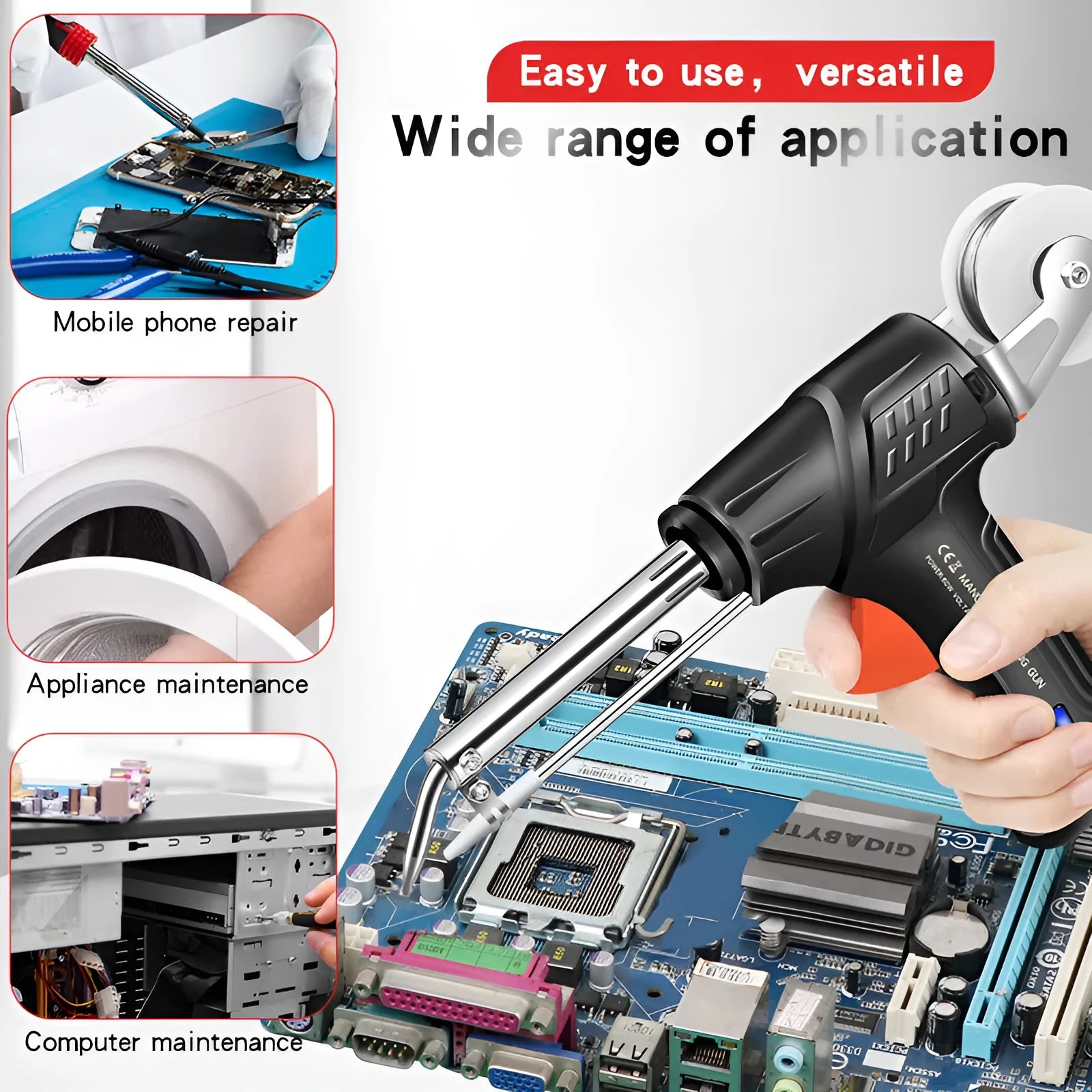 Black G102 outer soldering gun kit with light, showing five-piece alloy set.