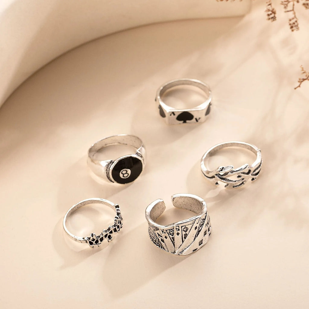 Black alloy poker ring with retro spade card design for creative jewellery collections