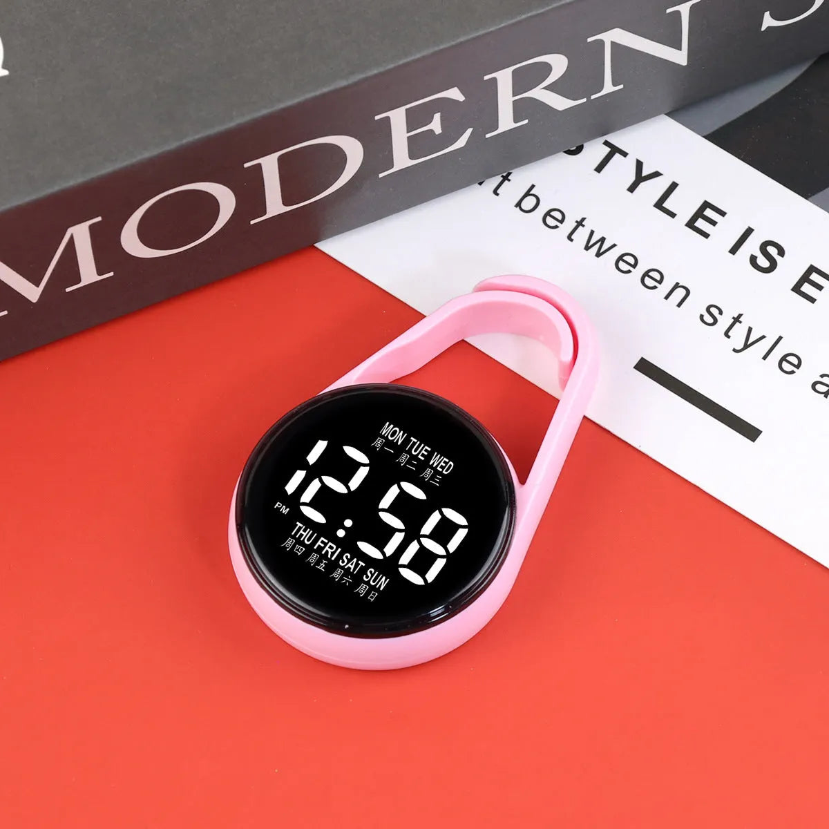 Week Mini Electronic Watch with LED digital display on plastic strap