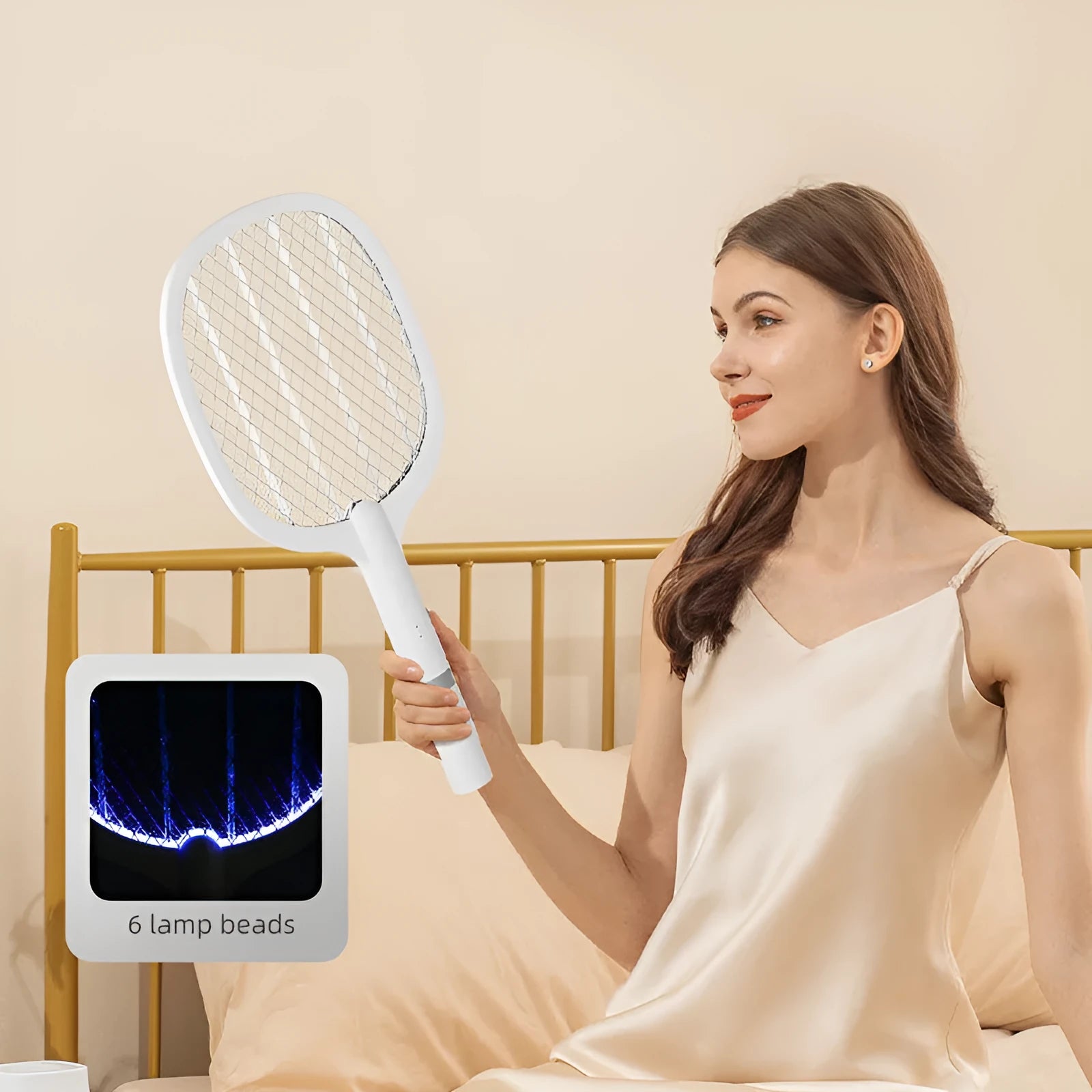 Rechargeable electric mosquito swatter with USB port and ABS plastic shell for indoor use