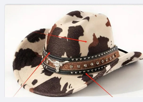 Brown leather velvet curved edge Western cowboy hat with a conical crown.