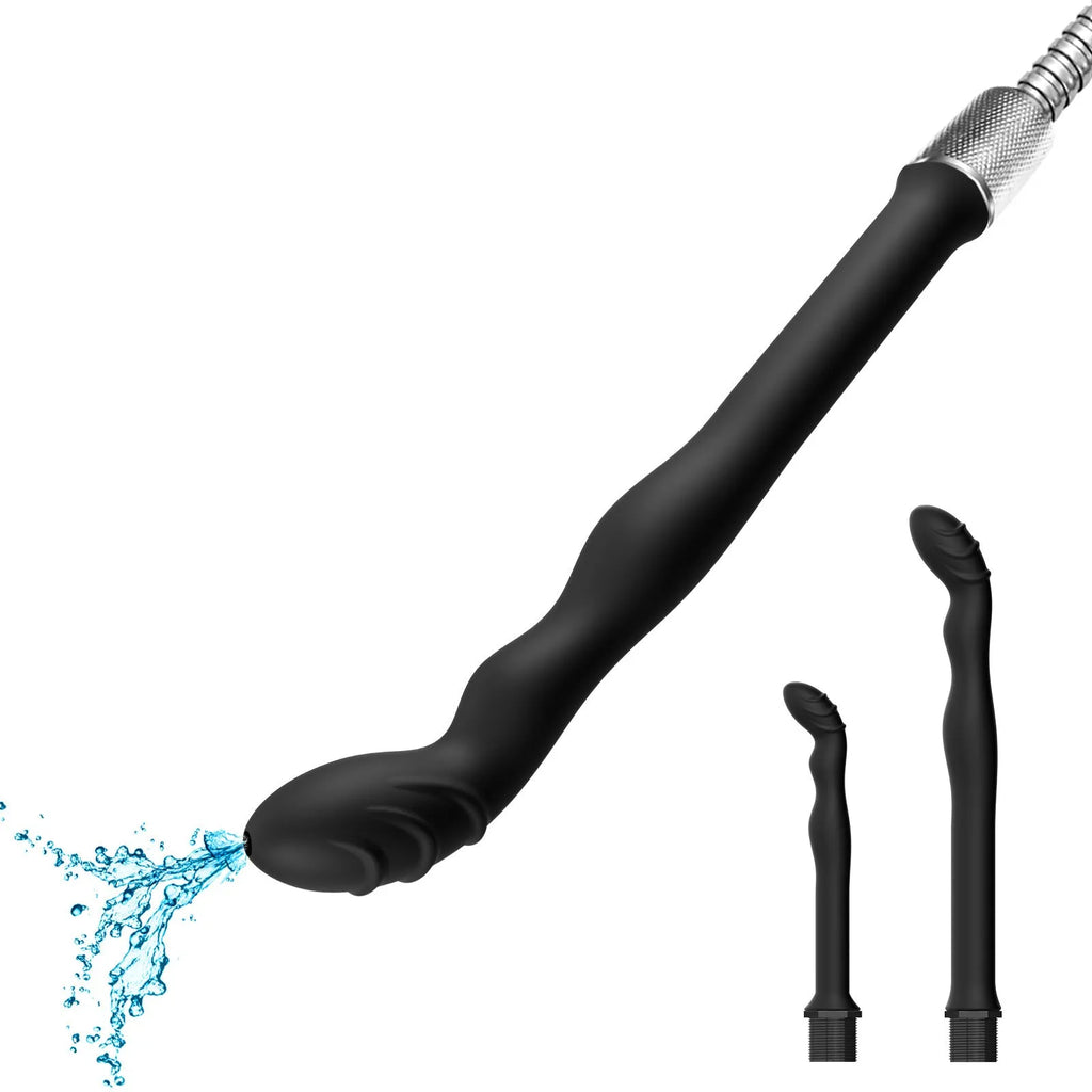 Black silicone enema hosepipe for colonic irrigation in large and small size options