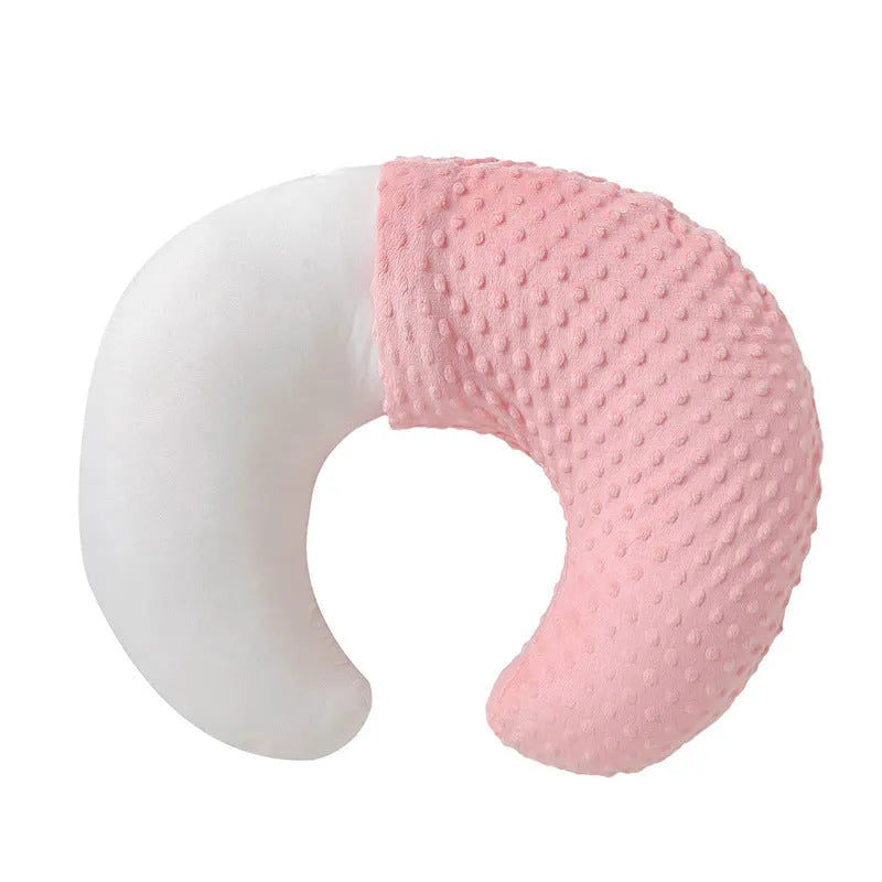 Grey nursing pillow with removable pillowcase for breastfeeding support and milk spill prevention