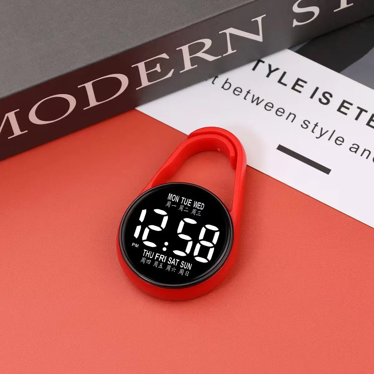 Week Mini Electronic Watch with LED digital display on plastic strap